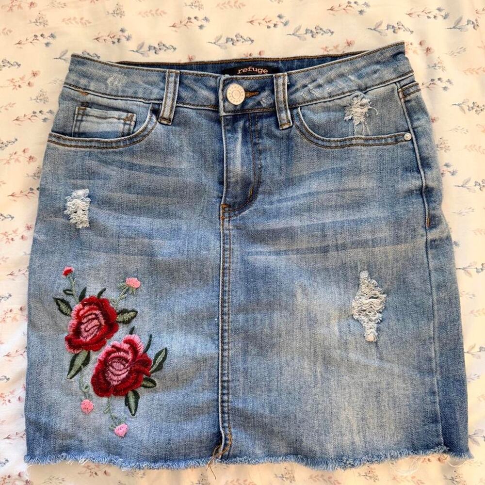 Refuge denim mini skirt with